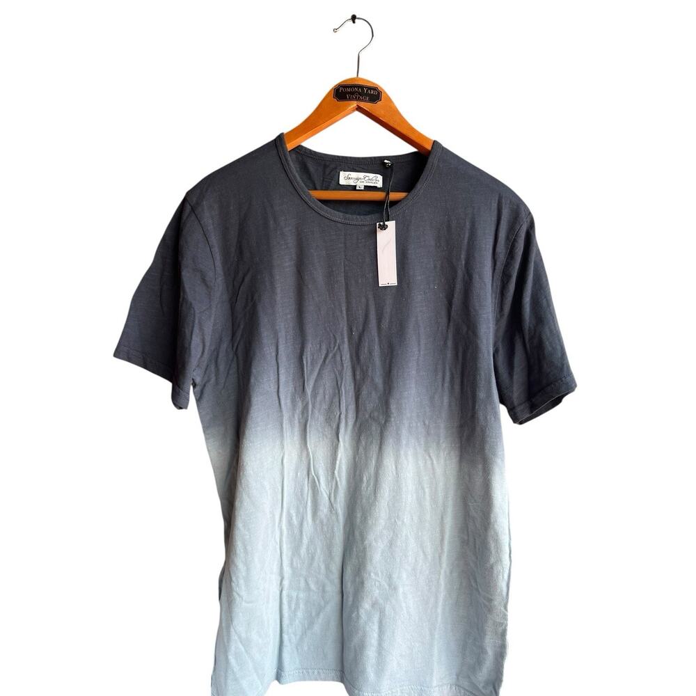 Sovereign Code Men's Faxon T-Shirt Short Sleeve Dip Dye Ombre Blue Gray Large